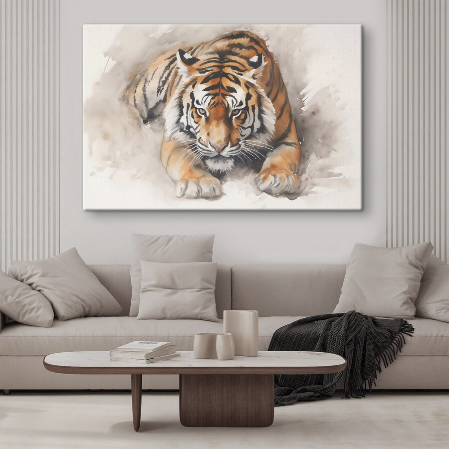Aquarelle d'un tigre couché