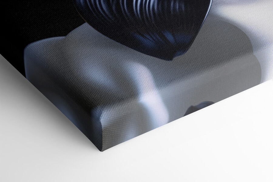 Fleur noire sur un tissu blanc