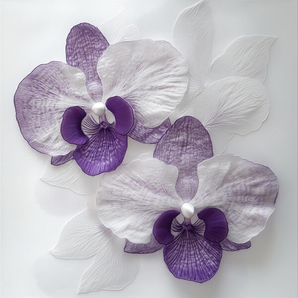 Fleurs violettes et blanches sur une surface blanche Fleurs violettes et blanches sur une surface blanche