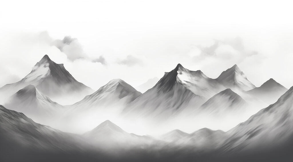 Chaîne de montagnes avec brouillard Chaîne de montagnes avec brouillard