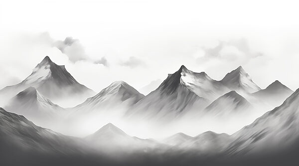 Chaîne de montagnes avec brouillard Chaîne de montagnes avec brouillard