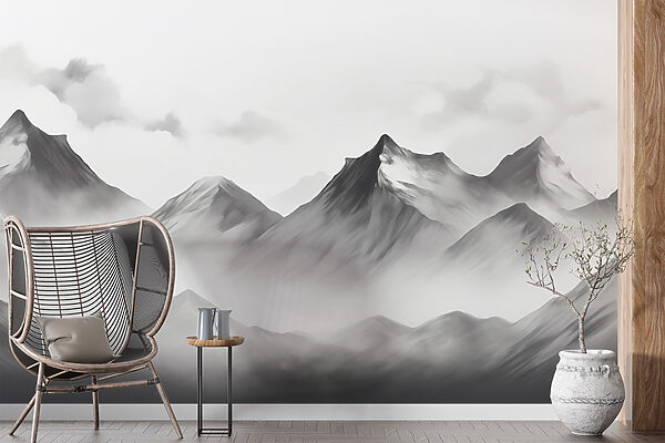 Chaîne de montagnes avec brouillard Chaîne de montagnes avec brouillard