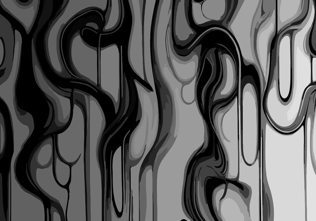 Image en noir et blanc d'un motif tourbillonnant Image en noir et blanc d'un motif tourbillonnant