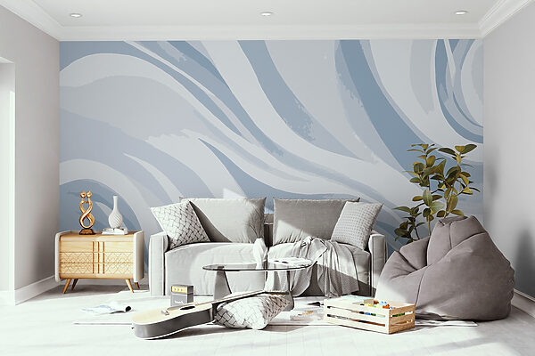 Motif ondulé blanc et bleu Motif ondulé blanc et bleu