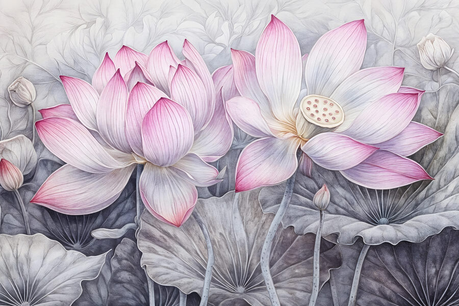 Peinture de fleurs roses