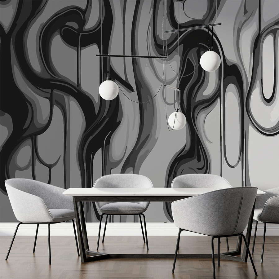 Image en noir et blanc d'un motif tourbillonnant