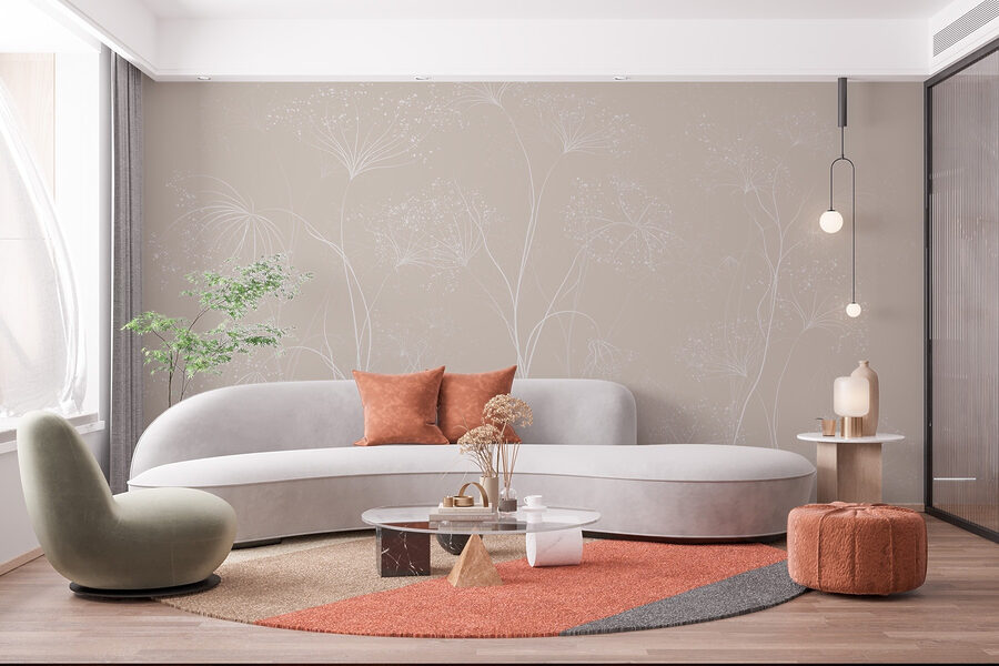 Fleurs blanches sur fond gris
