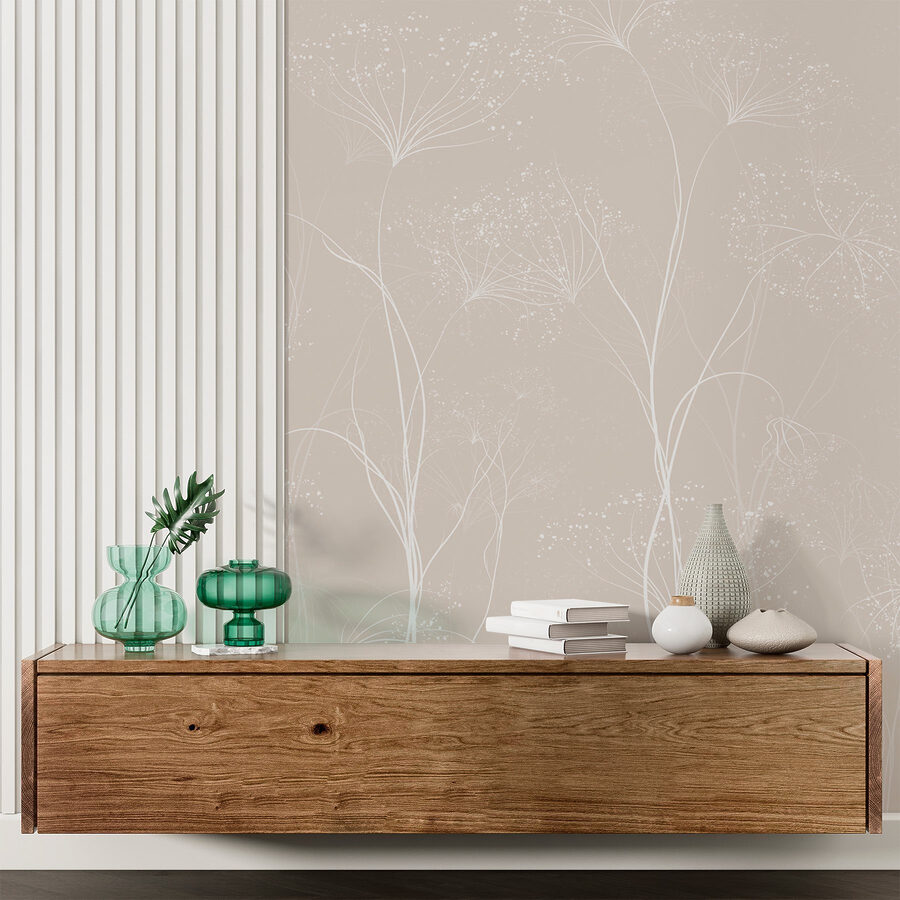 Fleurs blanches sur fond gris
