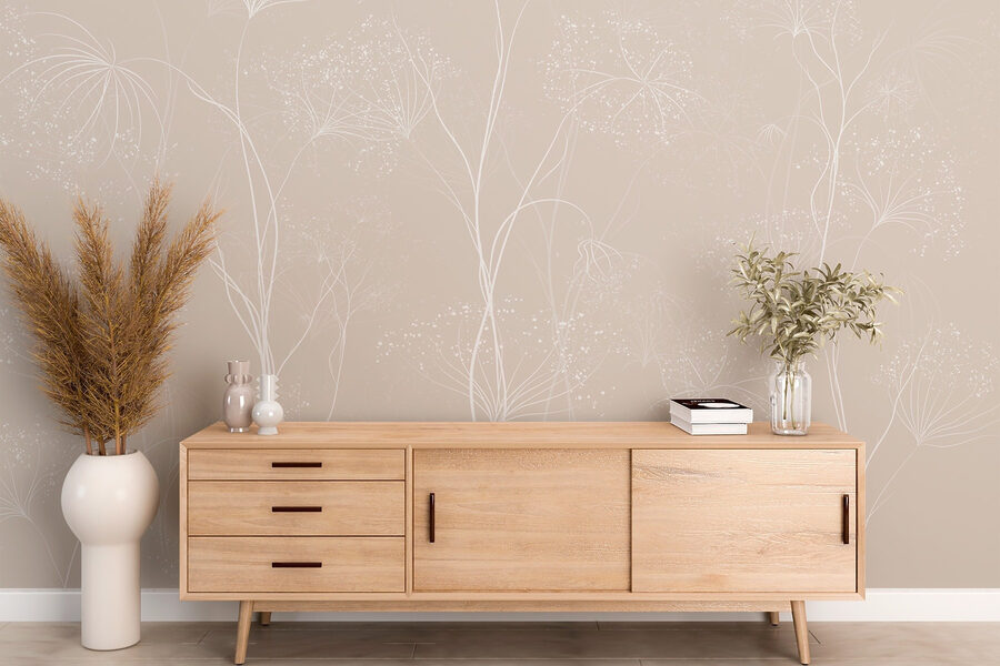Fleurs blanches sur fond gris