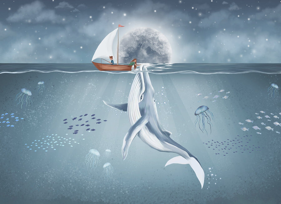 Baleine nageant dans l'eau