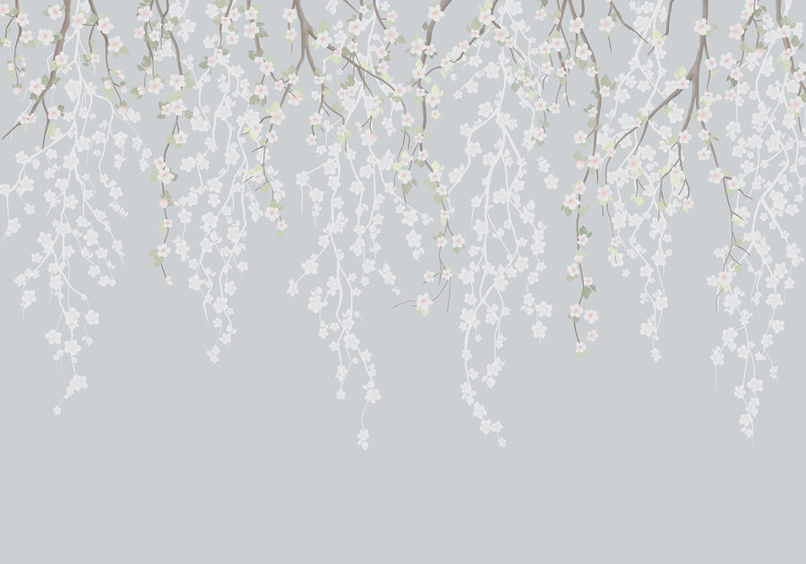 Fleurs blanches sur une branche d'arbre