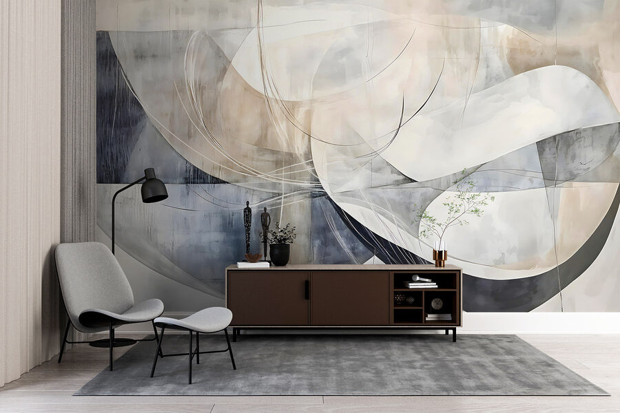 Peinture d'un art blanc et gris