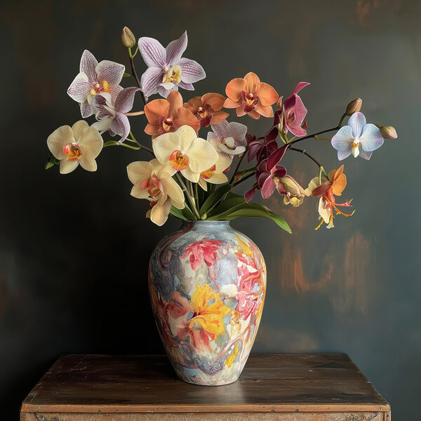 Vase avec fleurs colorées Vase avec fleurs colorées