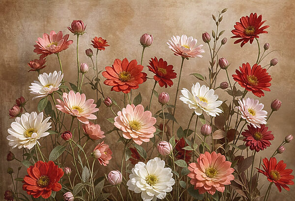 Groupe de fleurs sur tiges Groupe de fleurs sur tiges