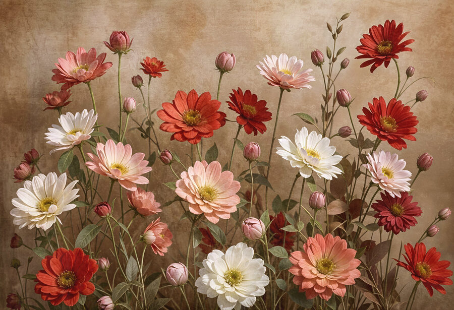 Groupe de fleurs sur tiges