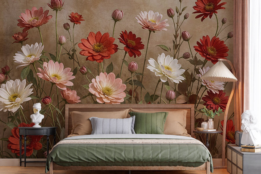 Groupe de fleurs sur tiges
