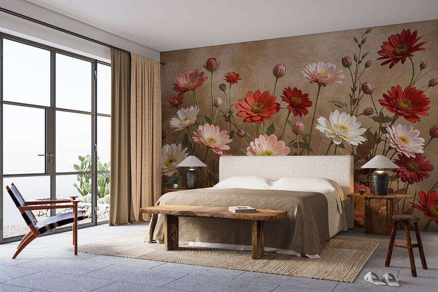 Groupe de fleurs sur tiges