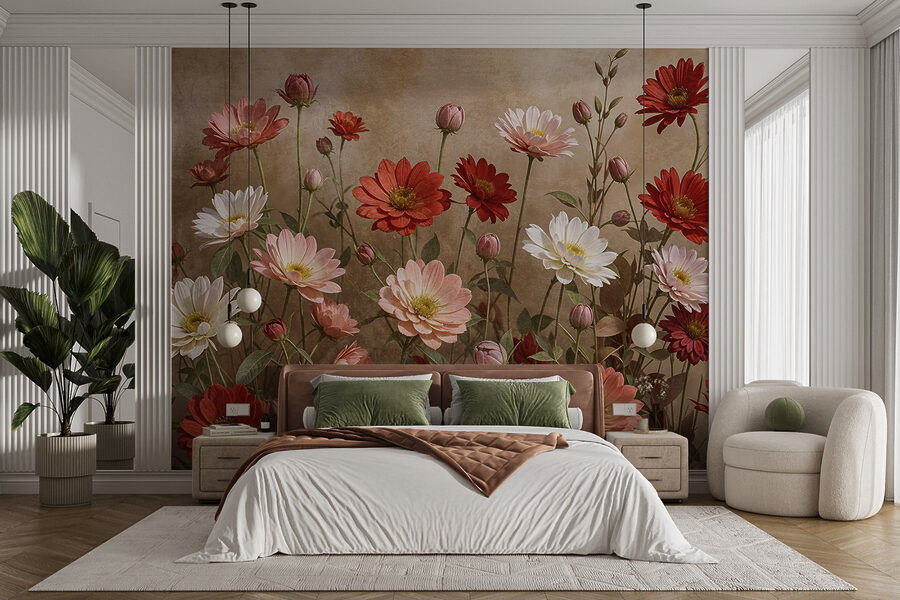Groupe de fleurs sur tiges