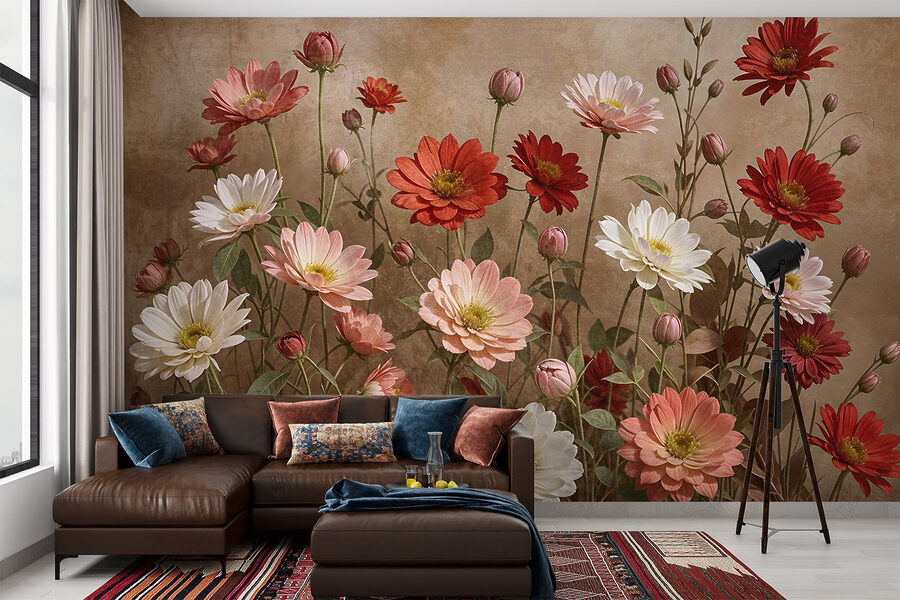 Groupe de fleurs sur tiges