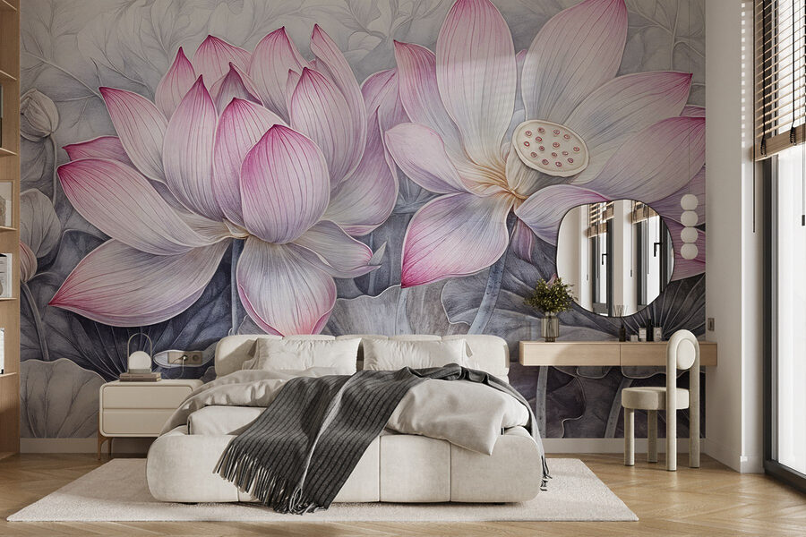 Peinture de fleurs roses