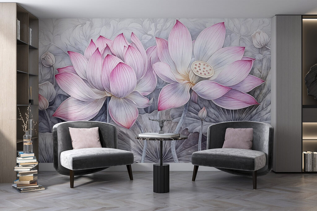 Painting of pink flowers Painting of pink flowers
