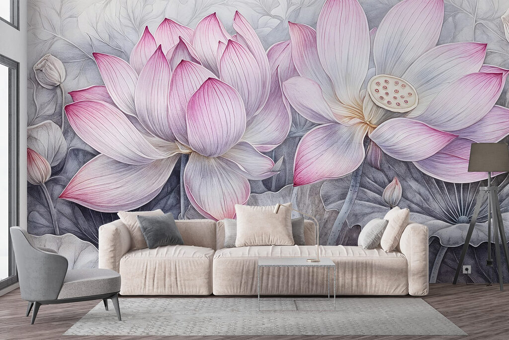 Painting of pink flowers Painting of pink flowers