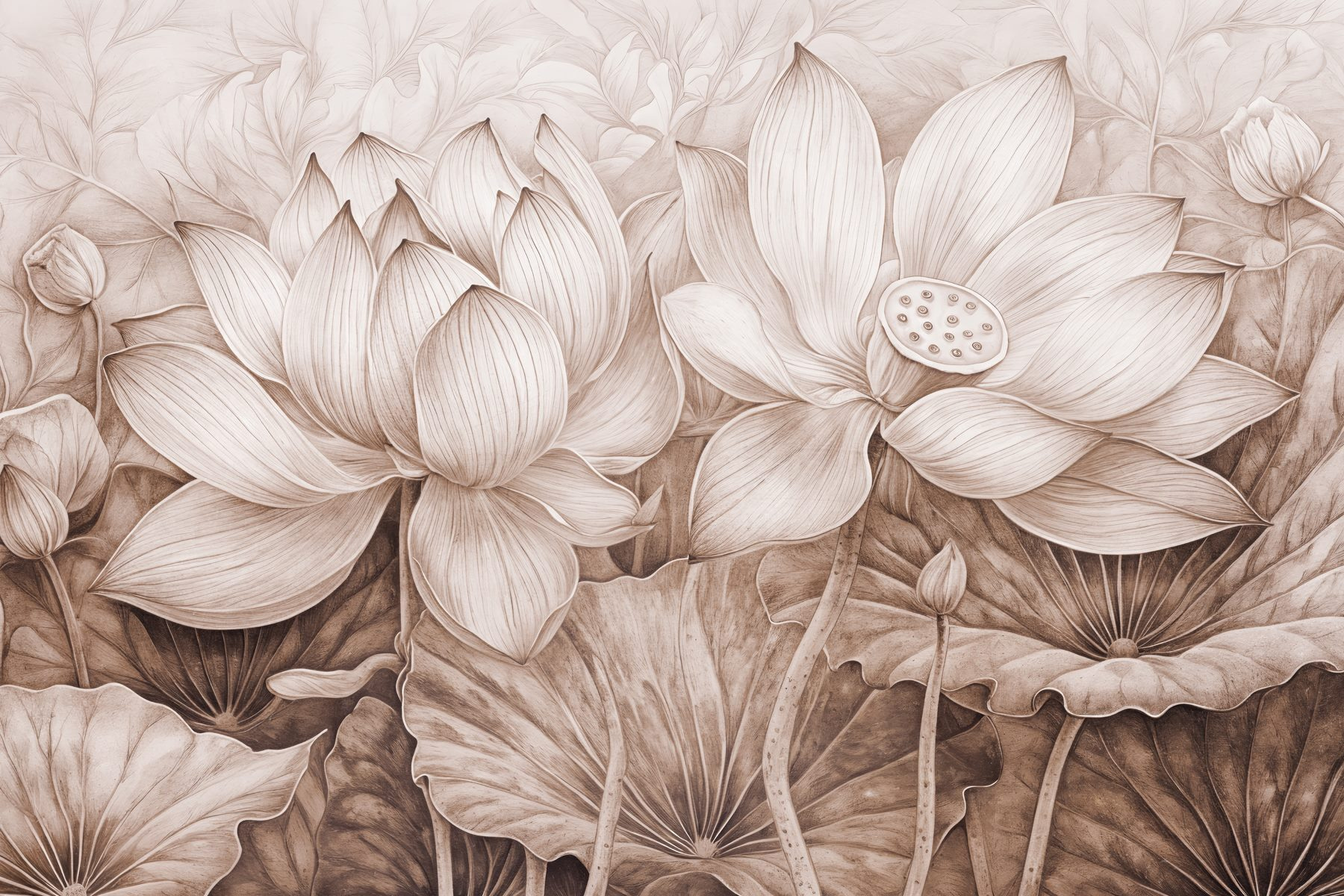 Drawing of flowers and leaves Drawing of flowers and leaves