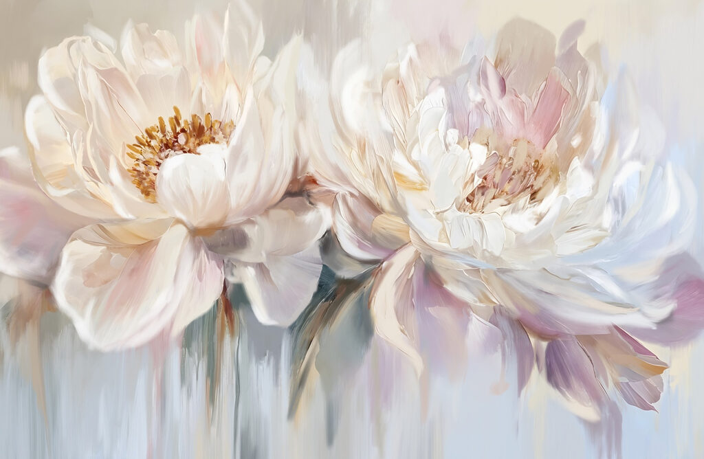 Peinture de fleurs sur fond blanc Peinture de fleurs sur fond blanc