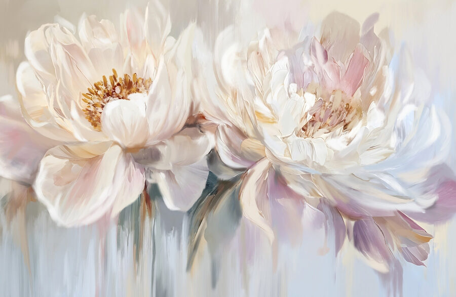 Peinture de fleurs sur fond blanc