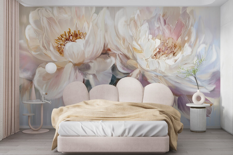 Peinture de fleurs sur fond blanc