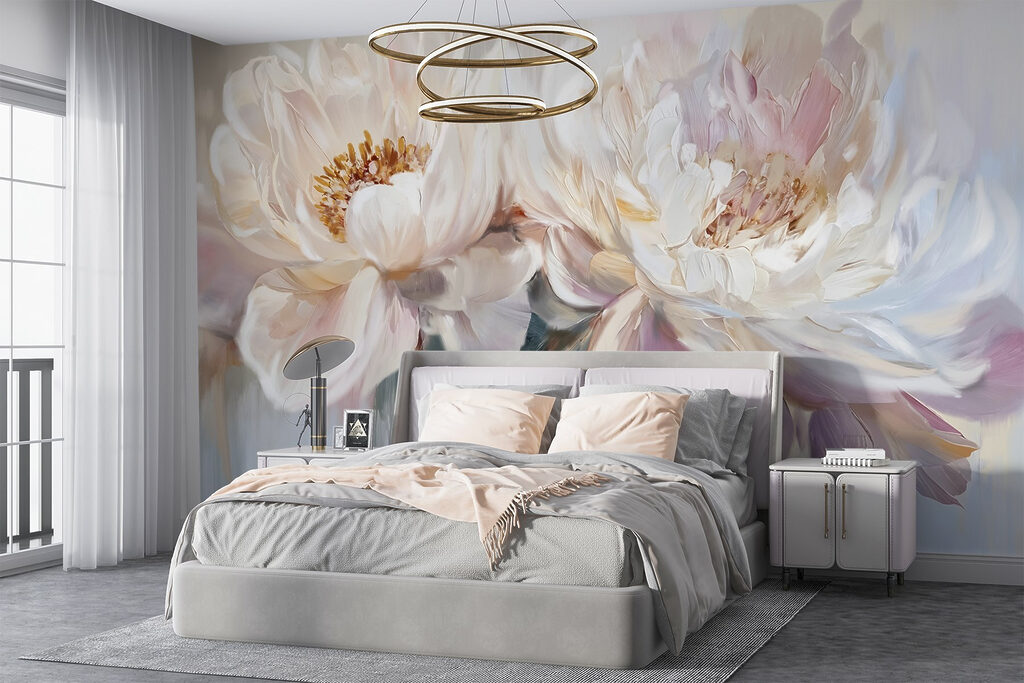 Painting of flowers on a white background Painting of flowers on a white background