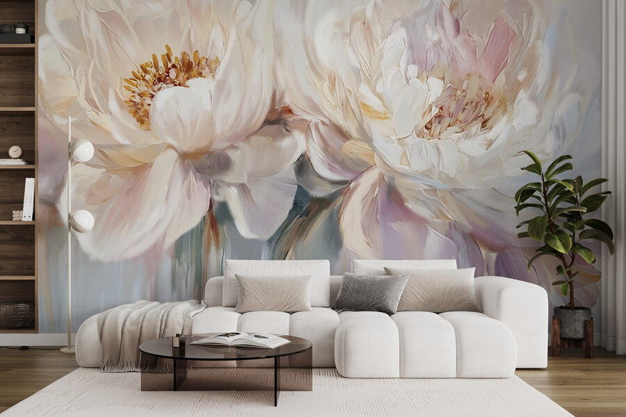 Peinture de fleurs sur fond blanc