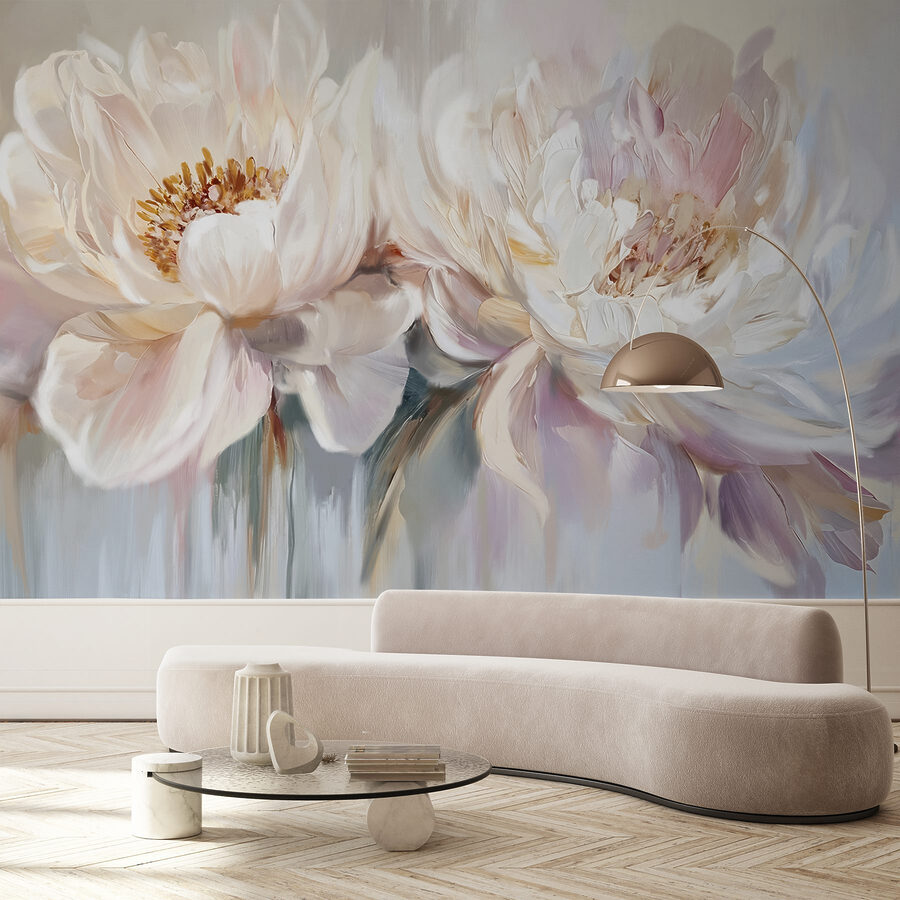 Peinture de fleurs sur fond blanc