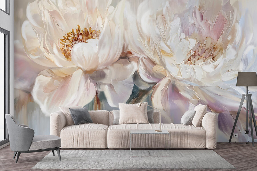 Peinture de fleurs sur fond blanc