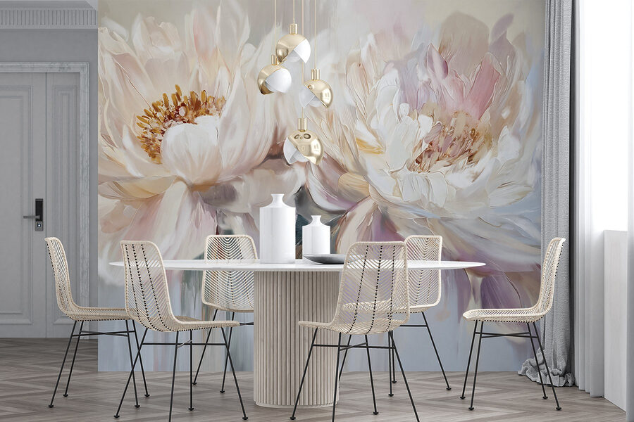 Peinture de fleurs sur fond blanc