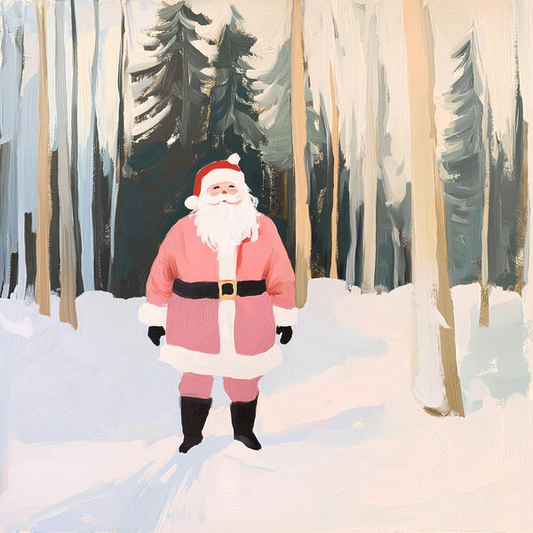 Peinture d'un père Noël dans la neige Peinture d'un père Noël dans la neige