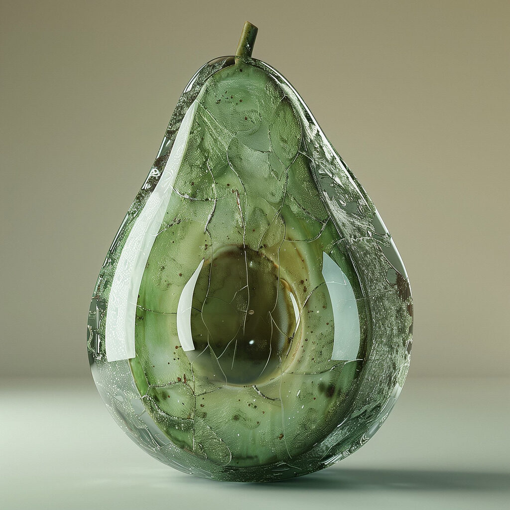 Artistic interpretation of a ripe avocado