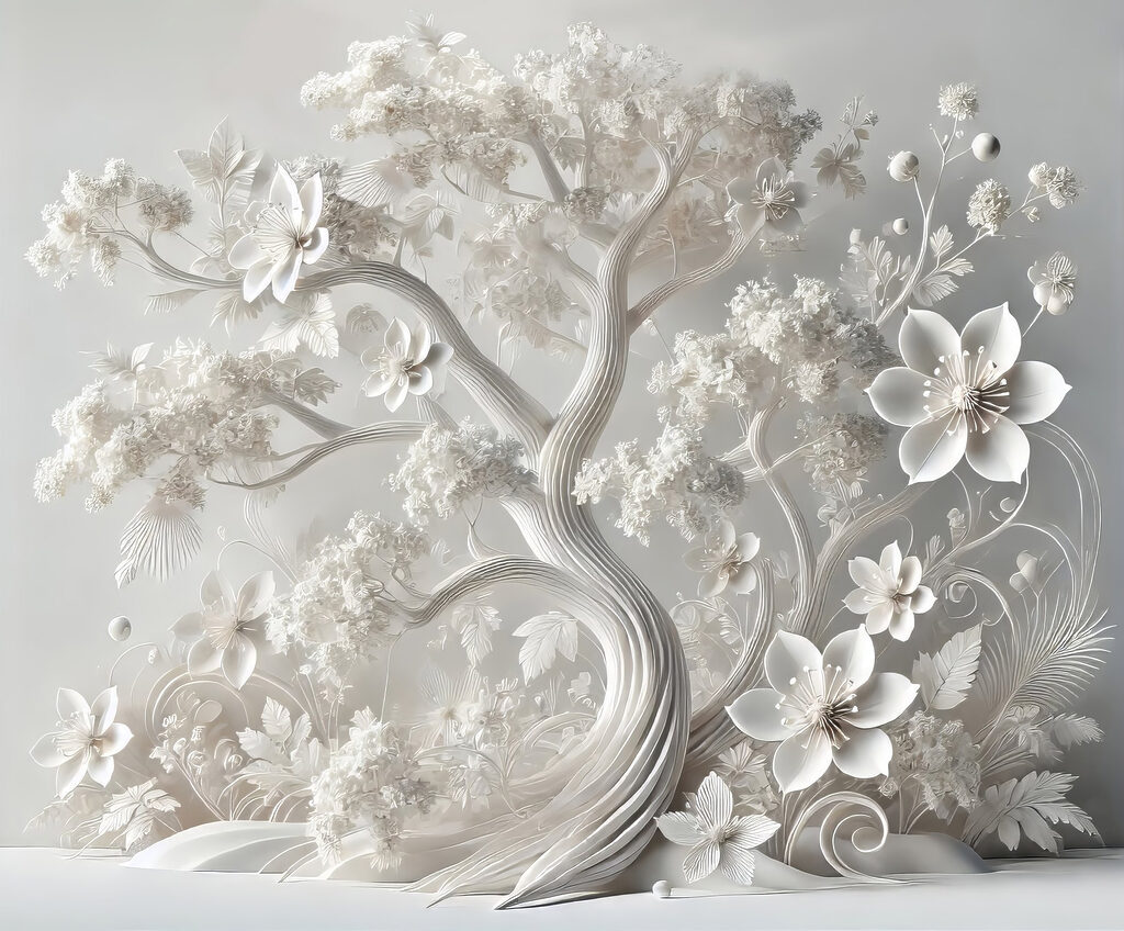 Arbre blanc avec des fleurs Arbre blanc avec des fleurs