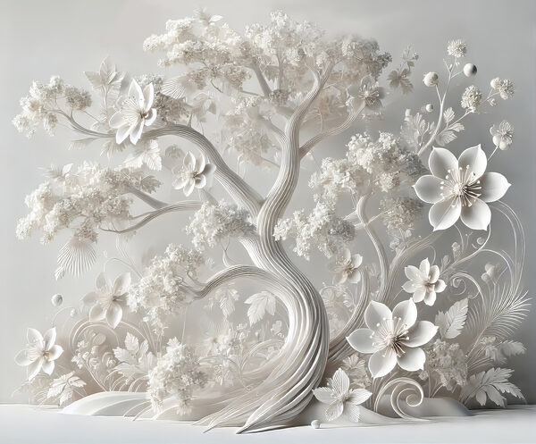 Arbre blanc avec des fleurs Arbre blanc avec des fleurs