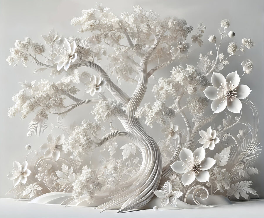 Arbre blanc avec des fleurs