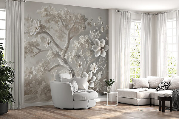 Arbre blanc avec des fleurs Arbre blanc avec des fleurs