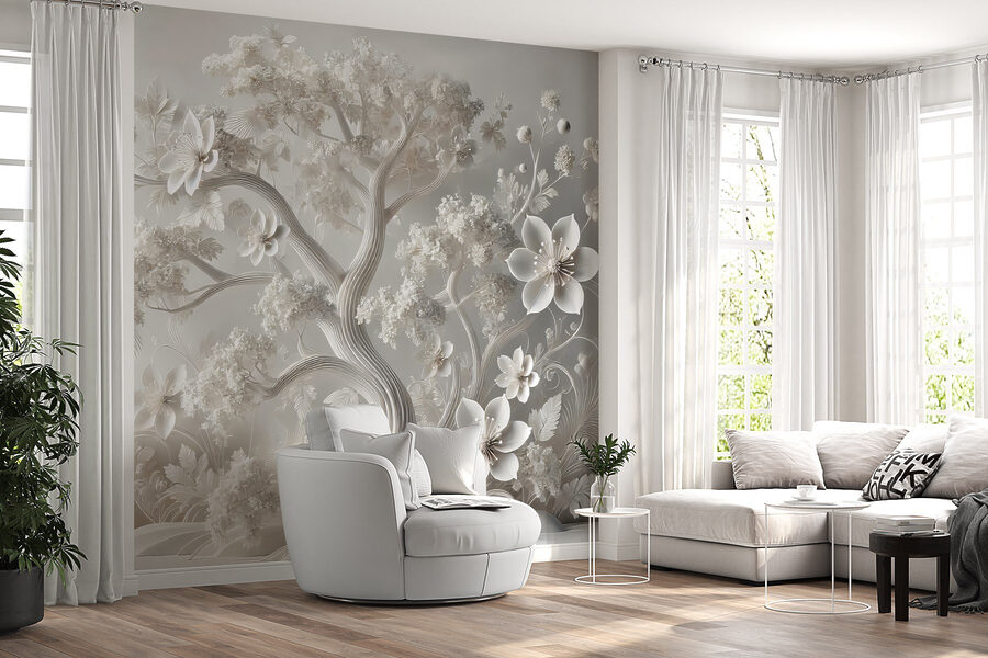 Arbre blanc avec des fleurs