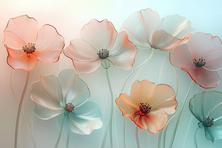 Groupe de fleurs sur fond flou