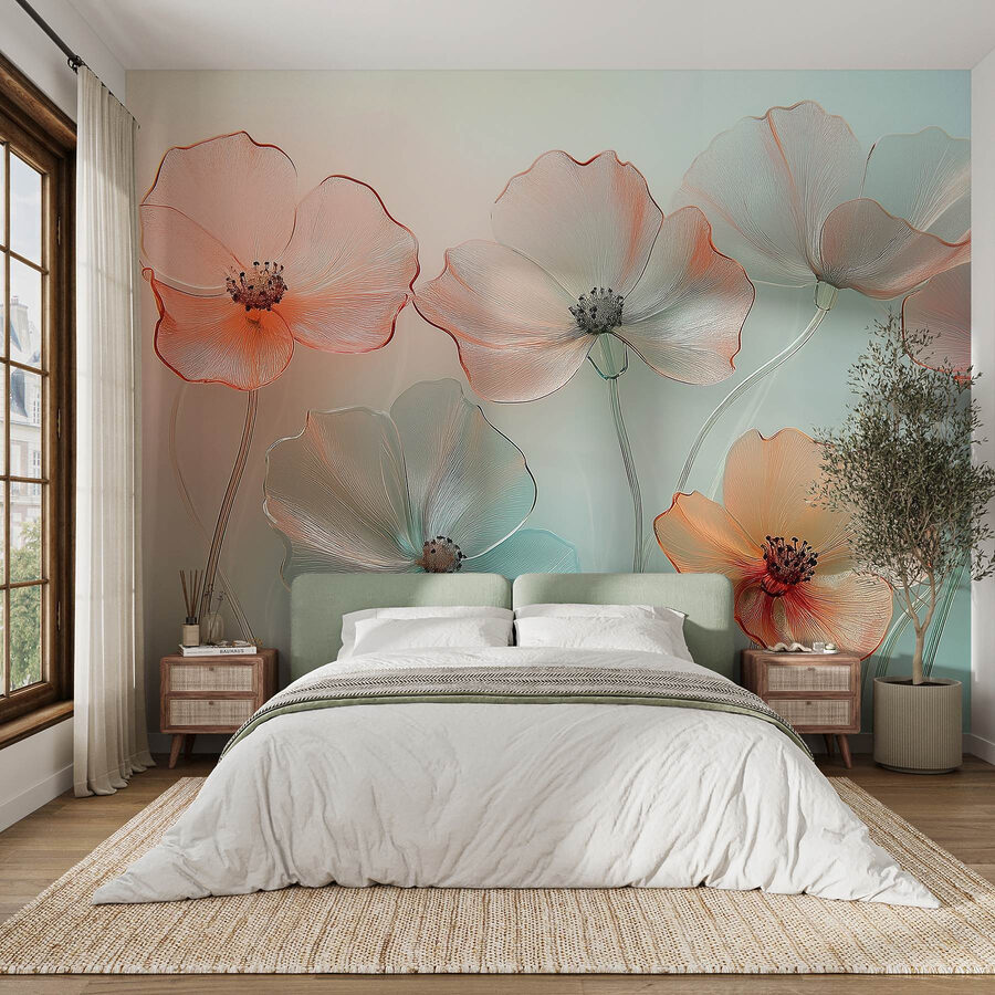 Groupe de fleurs sur fond flou