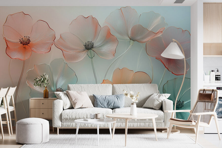 Groupe de fleurs sur fond flou