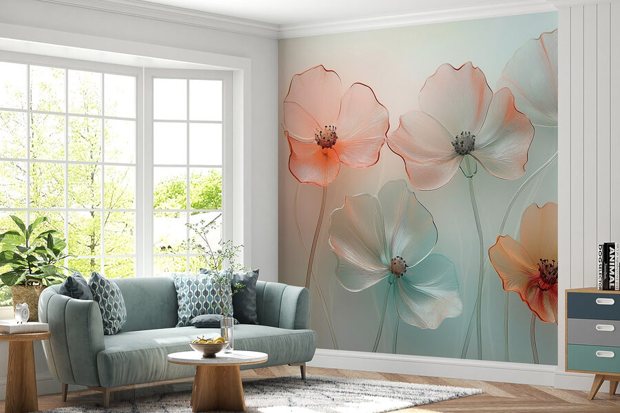 Groupe de fleurs sur fond flou