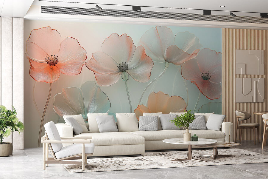 Groupe de fleurs sur fond flou