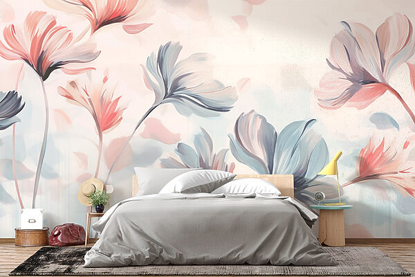 Papier peint Peinture de fleurs sur fond blanc (UGS : w02457) Papier peint Papier peint Peinture de fleurs sur fond blanc (UGS : w02457)