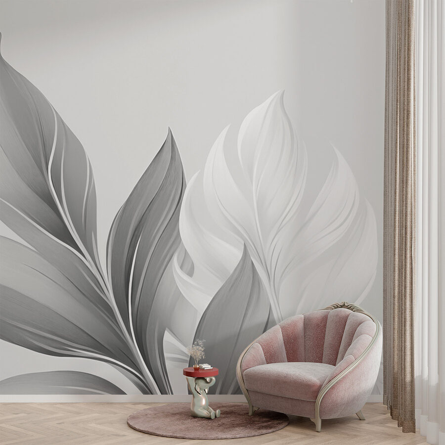 Feuilles délicates en monochrome doux