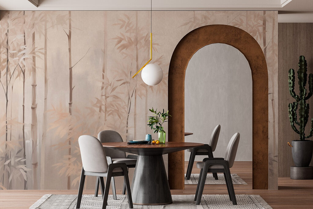 Painting of trees in fog